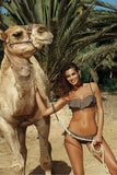 Flirty Ruffle Two-Piece Swimsuit with Golden Bow Detail