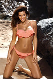 Chic Ruffled Two-Piece Swimsuit with Golden Bow Detail