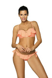 Chic Ruffled Two-Piece Swimsuit with Golden Bow Detail