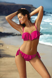 Flirty Ruffle Two-Piece Push-Up Swimsuit with Golden Bow