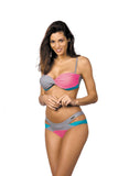 Two-Piece Twist Swimsuit with Push-Up Cups in Paradise Colors