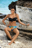 Vibrant Two-Piece Swimsuit with Floral Details and Push-Up