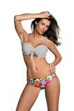 Vibrant Two-Piece Swimsuit with Push-Up Bra and Floral Briefs