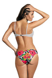 Vibrant Two-Piece Swimsuit with Push-Up Bra and Floral Briefs