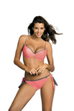 Feminine Two-Piece Swimsuit with Plunge Neckline and Piping