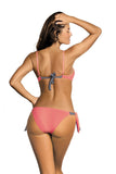 Feminine Two-Piece Swimsuit with Plunge Neckline and Piping