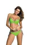Feminine Two-Piece Swimsuit with Patterned Piping