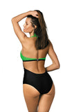 Fashionable One-Piece Swimsuit with Tulle Sides and Push-Up