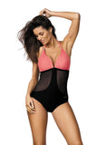 Fashionable Monokini Swimsuit with Tulle Sides and Push Up