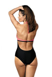Fashionable Monokini Swimsuit with Tulle Sides and Push Up