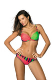Vibrant Two-Piece Swimsuit with Push-Up and Side Cracks