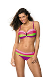 Rainbow Gradient Two-Piece Swimsuit with Bardot Design