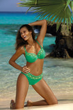 Elegant Patterned Push-Up Swimsuit with Embroidery Details