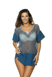Chic Mesh Tunic with Frill Sleeves for Beach Elegance