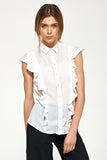 Charming Sleeveless Frilled Collar Shirt for Spring-Summer