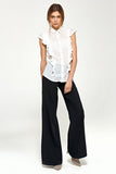 Charming Sleeveless Frilled Collar Shirt for Spring-Summer