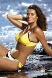 Elegant Two-Piece Swimsuit with Striped Brazilian Bottoms