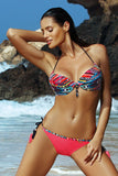 Paradise Patterned Two-Piece Swimsuit with Ethno Jewelry
