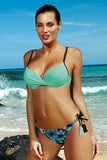 Feminine Two-Piece Floral Swimsuit with Push-Up Bra