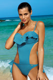 Exotic Brazilian Back Monokini with Golden Bow & Frills
