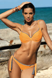 Feminine Two-Piece Swimsuit with Plunge Neckline & Piping
