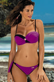 Elegant Two-Piece Swimsuit with Push-Up Bra and Brooch