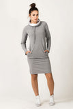Colorful Sporty Dress with Pockets and Turtleneck Effect
