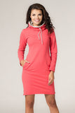 Colorful Sporty Dress with Pockets and Contrasting Collar