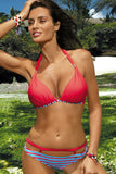 Elegant Two-Piece Swimsuit with Push-Up Cups and Straps