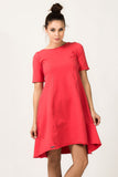 Coral Sweatshirt Dress with Short Front and Longer Back