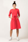Coral Sweatshirt Dress with Short Front and Longer Back