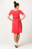 Coral Sweatshirt Dress with Short Front and Longer Back