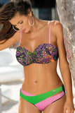 Colorful Two-Piece Swimsuit with Padded Cups and Underwire