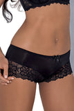 Feminine Lace-Trimmed Knitwear Shorts with Satin Bow