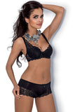 Feminine Lace-Trimmed Knitwear Shorts with Satin Bow