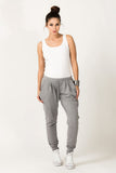 Fashionable Light Grey Sweatpants with Wide Ribbed Cuffs