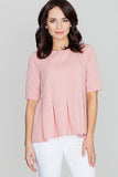 Slightly Oversized A-Line Top with Cuffed Short Sleeves