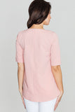 Slightly Oversized A-Line Top with Cuffed Short Sleeves