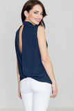 Chic Sleeveless Shirt with Pearl Fastenings and Pockets