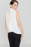 Chic Sleeveless Shirt with Pearl Fastening and Pockets