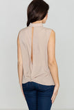 Chic Sleeveless Shirt with Pearl Fastening and Pockets