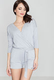 Chic Knitwear Overall with 3/4 Sleeves and V Neckline
