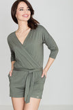 Comfortable Knitwear Overall with 3/4 Sleeves and Belt