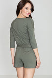 Comfortable Knitwear Overall with 3/4 Sleeves and Belt