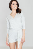 Chic Knitwear Overall with 3/4 Sleeves & Belted Waist