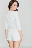 Chic Knitwear Overall with 3/4 Sleeves & Belted Waist