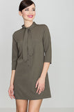 Soft Fabric Mini Dress with Plunging Neckline and Sash