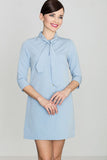 Plunging Neckline Mini Dress with Tied Sash and 3 Sleeves