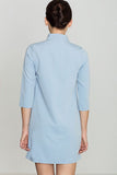 Plunging Neckline Mini Dress with Tied Sash and 3 Sleeves