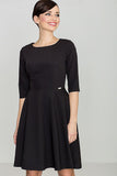 Knee-Length Stretch Dress with Half-Round Neckline